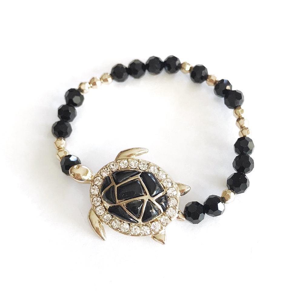 Black and Gold Sparkling Turtle Bracelet